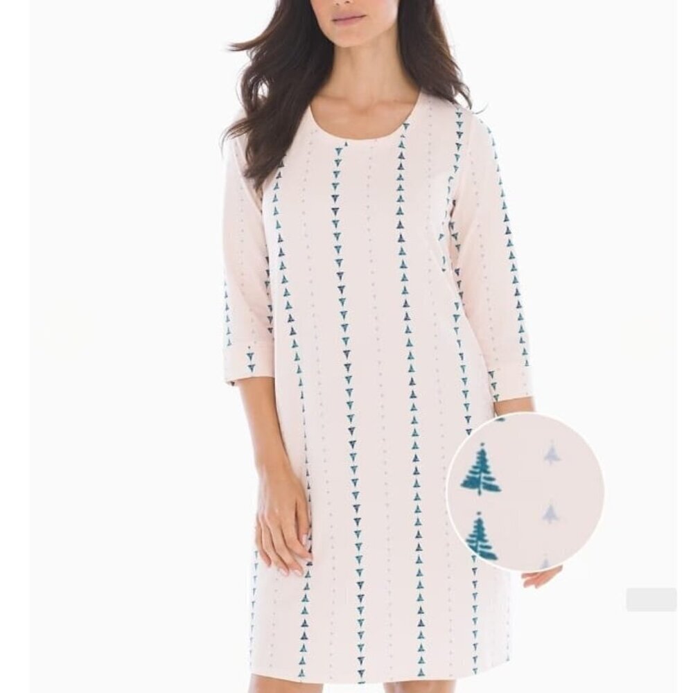Soma Embraceable Sleep Shirt Tree Striped Porcelain Size XL